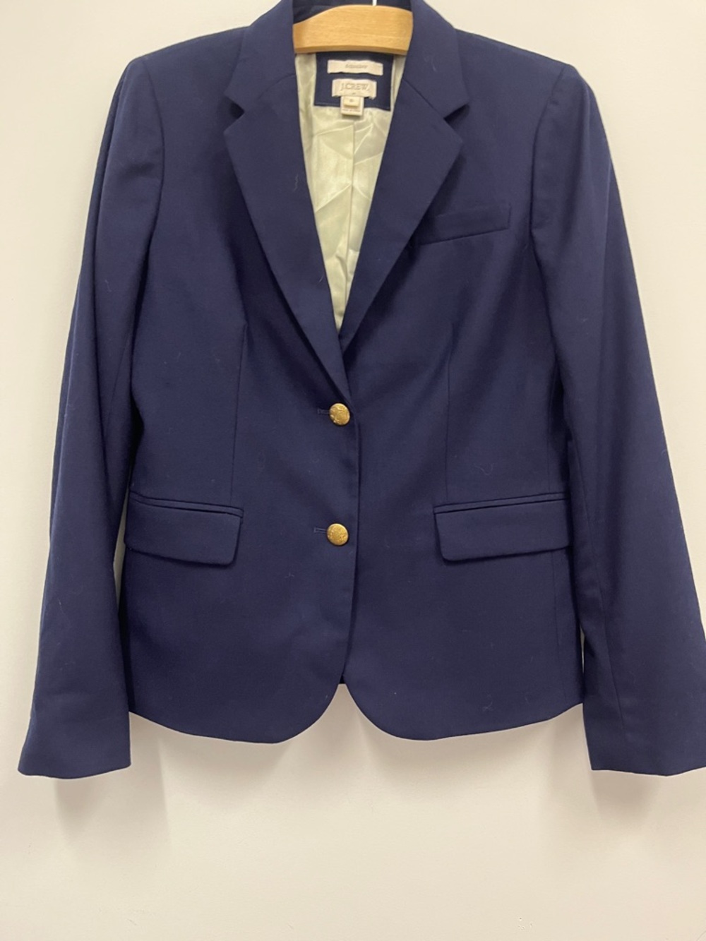 J. Crew Schoolboy Wool blend  Navy Blazer with Gold Buttons size 6 - Picture 2 of 5